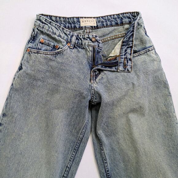 Motel Denim Jeans Womens W 28 L 34 Blue Wide Leg 100% Cotton Low Rise Rigid - Picture 4 of 11
